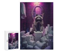300 PCS Jigsaws Adults Puzzles Funny Raccoon Toilet Rolls Jigsaw for Adults Hands-on Game Precision Cutting Parent-child Interaction 300 PCS
