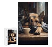 300 PCS Jigsaws Adults Puzzles German Shepherd Coffee Dog Jigsaws for Adults Hands-on Game Wall Decoration Birthday And Unique Gifts 300 PCS