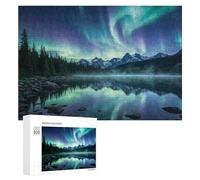 300 PCS Jigsaws Adults Puzzles Gifts Aurora Borealis over Mountain Lake Puzzle for Adults Family Games Presents for Women Birthday Present, Gifts, 300 PCS
