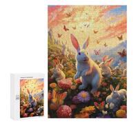 300 PCS Jigsaws Adults Puzzles Gifts Bunny Paradise Jigsaw Puzzle Relax Games Staycation Kill Time Birthday Present, Gifts, 300 PCS