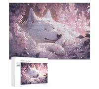 300 PCS Jigsaws Adults Puzzles Gifts Cherry Blossom Dreams Serene Wolf Illustration Jigsaw Puzzle Relax Games Staycation Kill Time Birthday Present, Gifts, 300 PCS