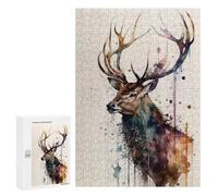 300 PCS Jigsaws Adults Puzzles Gifts Deer Watercolor Jigsaw for Adults Relax Games Home Decoration Birthday Present, Gifts, 300 PCS