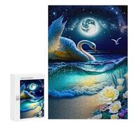 300 PCS Jigsaws Adults Puzzles Gifts Moonlit Swan Serenity Jigsaw Puzzle Relax Games Staycation Kill Time Birthday Present, Gifts, 300 PCS