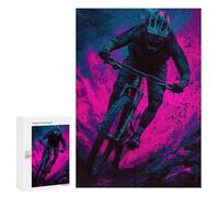 300 PCS Jigsaws Adults Puzzles Gifts Mountain Biker in Neon Glow Jigsaw for Adults Relax Games Home Decoration Birthday Present, Gifts, 300 PCS