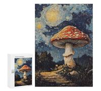 300 PCS Jigsaws Adults Puzzles Gifts Mushroom Under Starry Night Jigsaw for Adults Relax Games Home Decoration Birthday Present, Gifts, 300 PCS