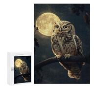 300 PCS Jigsaws Adults Puzzles Gifts Owl Under Full Moon Jigsaw for Adults Relax Games Home Decoration Birthday Present, Gifts, 300 PCS