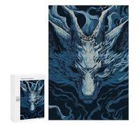 300 PCS Jigsaws Adults Puzzles Gifts Stylized Blue Wolf Head Illustration Jigsaw for Adults Relax Games Home Decoration Birthday Present, Gifts, 300 PCS