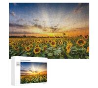 300 PCS Jigsaws Adults Puzzles Gifts Sunflower Field at Sunset-1 Jigsaw Puzzle Relax Games Staycation Kill Time Birthday Present, Gifts, 300 PCS