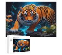 300 PCS Jigsaws Adults Puzzles Gifts Tiger in Amazon Rainforest-2 Jigsaw Puzzle Relax Games Staycation Kill Time Birthday Present, Gifts, 300 PCS