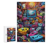 300 PCS Jigsaws Adults Puzzles Gifts Vibrant Retro Gaming Collage -5 Jigsaw Puzzle Relax Games Staycation Kill Time Birthday Present, Gifts, 300 PCS