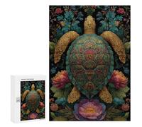 300 PCS Jigsaws Adults Puzzles Golden Turtle with Flowers Puzzles for Teenagers Family Activities Educational Challenge for Educational Game Challenge Toy 300 PCS