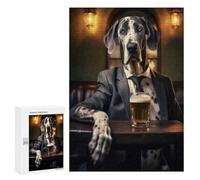 300 PCS Jigsaws Adults Puzzles Great Dane in The Pub Jigsaw for Adults Hands-on Game Precision Cutting Parent-child Interaction 300 PCS