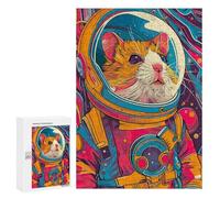 300 PCS Jigsaws Adults Puzzles Hamster Astronaut Space Jigsaw for Adults Hands-on Game Precision Cutting Parent-child Interaction 300 PCS