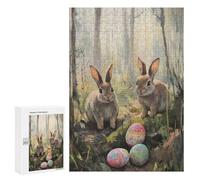 300 PCS Jigsaws Adults Puzzles Happy Easter Bunny Painting Jigsaws for Adults Toy Wall Decor Home Decoration for Is Ideal As A Gift 300 PCS