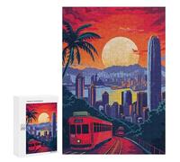 300 PCS Jigsaws Adults Puzzles Hong Kong Skyline Tram Jigsaws for Adults Toy Wall Decor Home Decoration for Is Ideal As A Gift 300 PCS
