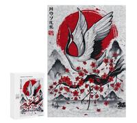 300 PCS Jigsaws Adults Puzzles Japanese Crane Ink Wash Jigsaw for Adults Hands-on Game Precision Cutting Parent-child Interaction 300 PCS