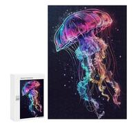 300 PCS Jigsaws Adults Puzzles Jellyfish Neon Animal Jigsaw for Adults Hands-on Game Precision Cutting Parent-child Interaction 300 PCS