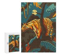 300 PCS Jigsaws Adults Puzzles Jungle Tiger Moonlit Night Adult Puzzles Relaxing Games Precision Cutting Unique Gifts for Birthday And Christmas 300 PCS
