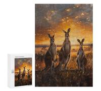 300 PCS Jigsaws Adults Puzzles Kangaroos Sunset Painting Jigsaws for Adults Relaxing Games Difficult Challenge Difficult And Challenge 300 PCS