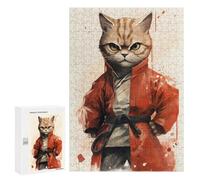 300 PCS Jigsaws Adults Puzzles Karate Cat in Uniform Adult Puzzles Relaxing Games Precision Cutting Unique Gifts for Birthday And Christmas 300 PCS