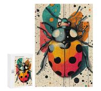 300 PCS Jigsaws Adults Puzzles Ladybug Illustration Vibrant Ladybug Artwork in Abstract Style Jigsaw for Adults Hands-on Game Precision Cutting Parent-child Interaction 300 PCS