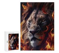 300 PCS Jigsaws Adults Puzzles Lion Face Animal Fire Teenagers Puzzles Anti-Stress Toys Wall Decoration Unique Gifts for Birthday And Christmas 300 PCS