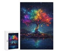 300 PCS Jigsaws Adults Puzzles Magic Colorful Neon Tree Jigsaws for Adults Relaxing Games Difficult Challenge Difficult And Challenge 300 PCS