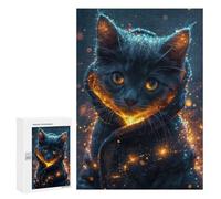300 PCS Jigsaws Adults Puzzles Magical Grey Cat Glowing Jigsaw for Adults Hands-on Game Precision Cutting Parent-child Interaction 300 PCS