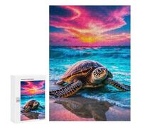 300 PCS Jigsaws Adults Puzzles Majestic Sea Turtle at Sunset Jigsaw for Adults Hands-on Game Precision Cutting Parent-child Interaction 300 PCS
