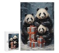 300 PCS Jigsaws Adults Puzzles Merry Xmas Panda Family Jigsaw for Adults Hands-on Game Precision Cutting Parent-child Interaction 300 PCS