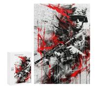 300 PCS Jigsaws Adults Puzzles Military Soldier Black Red Jigsaw for Adults Hands-on Game Precision Cutting Parent-child Interaction 300 PCS