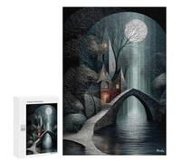 300 PCS Jigsaws Adults Puzzles Moonlit Bridge to The Hidden Keep Jigsaws for Adults Toy Wall Decor Home Decoration for Is Ideal As A Gift 300 PCS