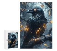 300 PCS Jigsaws Adults Puzzles Mystical Raven with Glowing Feathers Jigsaw Puzzle Family Game Analysis And Logic Parent-child Interaction 300 PCS