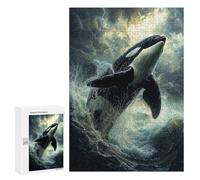 300 PCS Jigsaws Adults Puzzles Orca Leaping Storm Jigsaws for Adults Toy Wall Decor Home Decoration for Is Ideal As A Gift 300 PCS