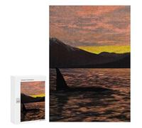 300 PCS Jigsaws Adults Puzzles Orca Under Sunset Jigsaw Puzzle Family Game Analysis And Logic Parent-child Interaction 300 PCS