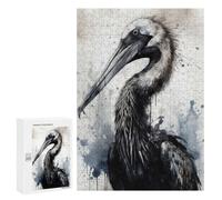 300 PCS Jigsaws Adults Puzzles Pelican Beauty Black Ink Adult Puzzles Relaxing Games Precision Cutting Unique Gifts for Birthday And Christmas 300 PCS