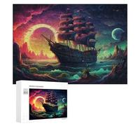 300 PCS Jigsaws Adults Puzzles Pirate Ship Sunset Fantasy Jigsaws for Adults Hands-on Game Wall Decoration Birthday And Unique Gifts 300 PCS
