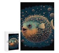 300 PCS Jigsaws Adults Puzzles Pufferfish Animal Fish Jigsaw Puzzle Family Game Analysis And Logic Parent-child Interaction 300 PCS