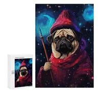 300 PCS Jigsaws Adults Puzzles Pug Wizard Pixel Art Cute Jigsaw for Adults Hands-on Game Precision Cutting Parent-child Interaction 300 PCS