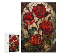300 PCS Jigsaws Adults Puzzles Radiant Red Roses Jigsaw for Adults Hands-on Game Precision Cutting Parent-child Interaction 300 PCS