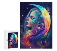 300 PCS Jigsaws Adults Puzzles Rainbow Moon Goddess Jigsaw for Adults Hands-on Game Precision Cutting Parent-child Interaction 300 PCS