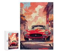 300 PCS Jigsaws Adults Puzzles Red Classic Car Sunset Jigsaw for Adults Hands-on Game Precision Cutting Parent-child Interaction 300 PCS