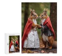 300 PCS Jigsaws Adults Puzzles Red Squirrel Wedding Jigsaw Puzzle Family Game Analysis And Logic Parent-child Interaction 300 PCS