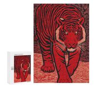 300 PCS Jigsaws Adults Puzzles Red Tiger Art Print Puzzles for Teenagers Family Activities Educational Challenge for Educational Game Challenge Toy 300 PCS