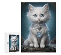 300 PCS Jigsaws Adults Puzzles Regal White Kitten Portrait Jigsaw for Adults Hands-on Game Precision Cutting Parent-child Interaction 300 PCS