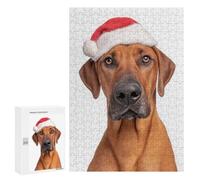 300 PCS Jigsaws Adults Puzzles Rhodesian Ridgeback Dog with Santa Hat Portrait Adult Puzzles Relaxing Games Precision Cutting Unique Gifts for Birthday And Christmas 300 PCS