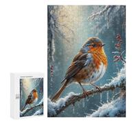 300 PCS Jigsaws Adults Puzzles Robin Redbreast Winter Adult Puzzles Relaxing Games Precision Cutting Unique Gifts for Birthday And Christmas 300 PCS