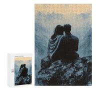 300 PCS Jigsaws Adults Puzzles Romantic Couple on Mountaintop in Monochrome Style Jigsaw Puzzle Family Game Analysis And Logic Parent-child Interaction 300 PCS