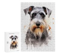 300 PCS Jigsaws Adults Puzzles Schnauzer Watercolor Dog Jigsaw for Adults Toy Wall Decor Perfect Decoration for Is Ideal As A Gift 300 PCS
