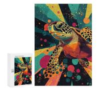 300 PCS Jigsaws Adults Puzzles Sea Turtle Pop Art Radiant Sea Turtle Ocean-Themed Wall Art Jigsaw for Adults Hands-on Game Precision Cutting Parent-child Interaction 300 PCS